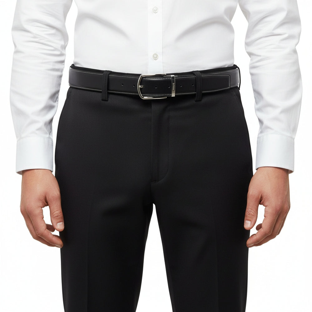 BELTLEY Black Leather Belt Collection For Women & Men 100% Full-Grain