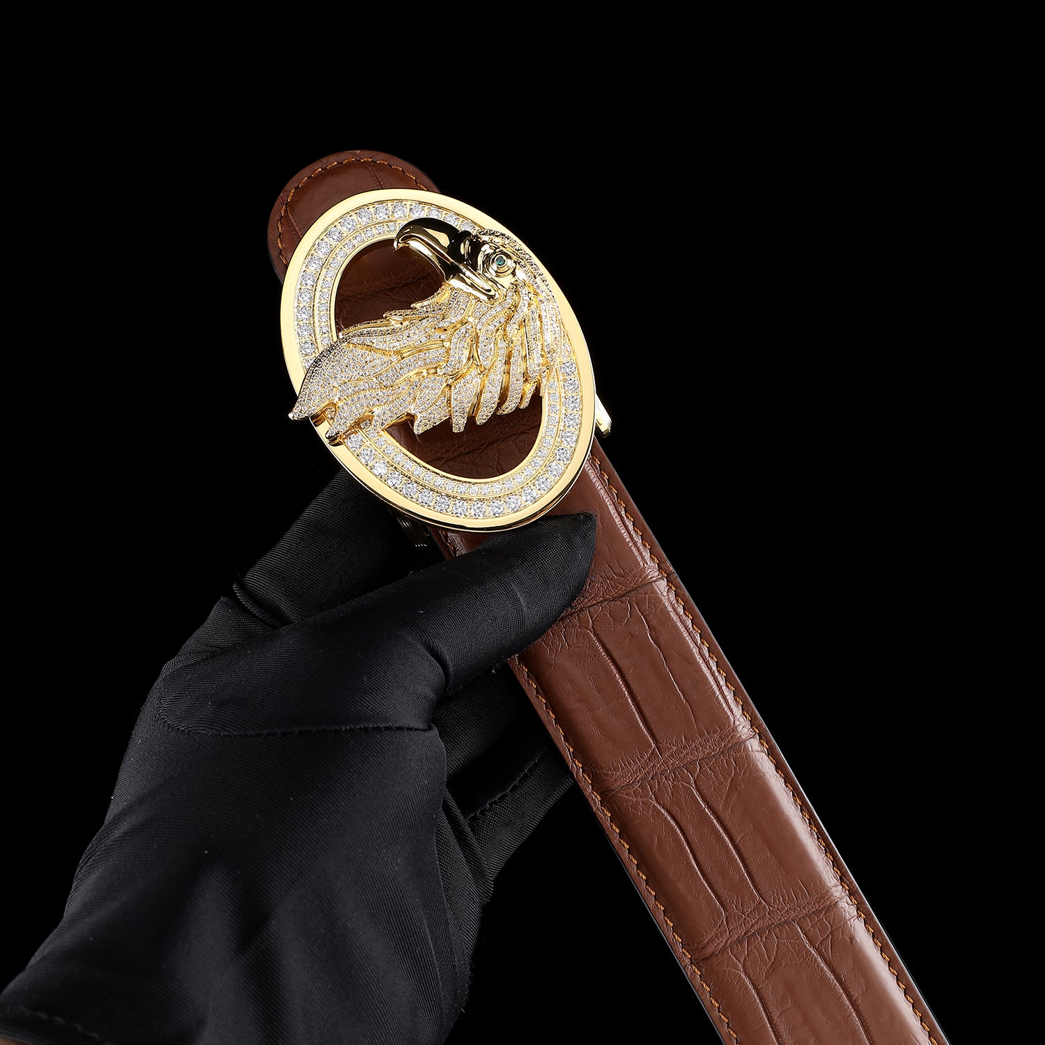 BELTLEY Classic Chestnut brown Mens Crocodile Belt