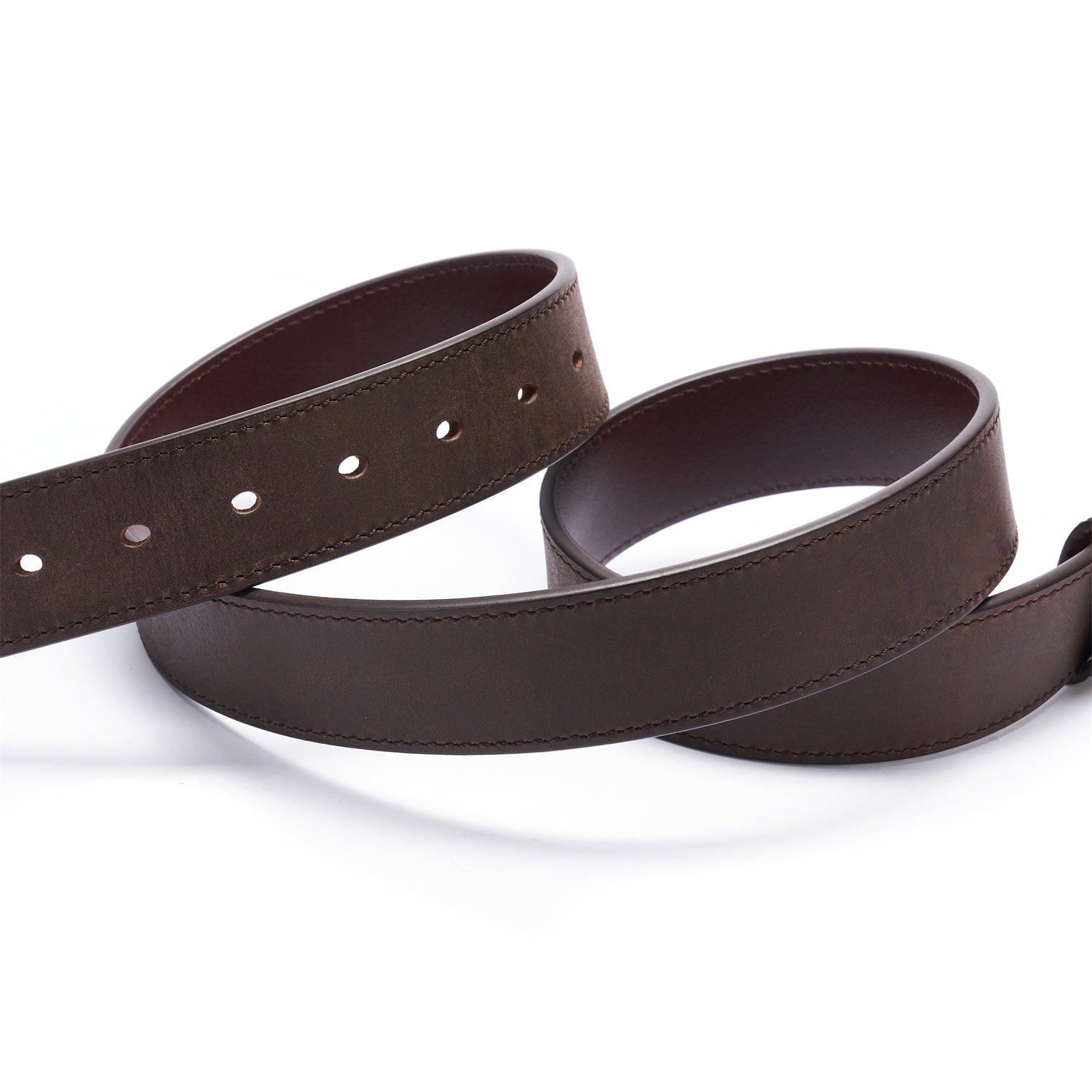 BELTLEY Distressed  Espresso Brown Full Grain Leather Belt - Timeless Style