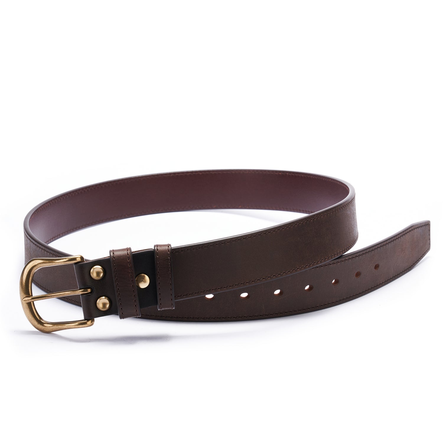 BELTLEY Distressed  Espresso Brown Full Grain Leather Belt - Timeless Style