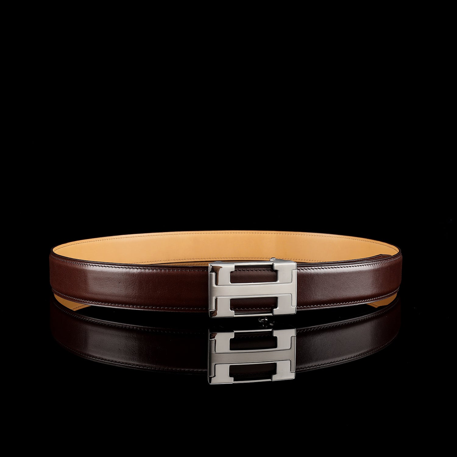 BELTLEY Classic Full-Grain Calfskin Leather Belt with  “H” Buckle