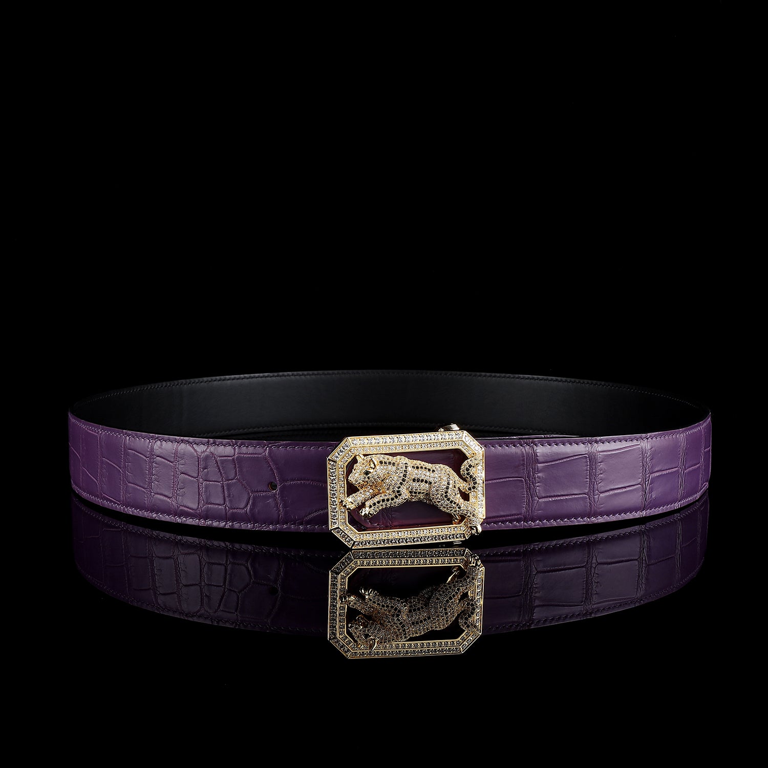 BELTLEY Collector Edition Purple Nile Crocodile Belt with Dog Buckle