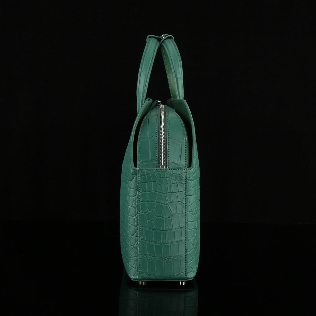 BELTLEY Crocodile Briefcase in Emerald Green