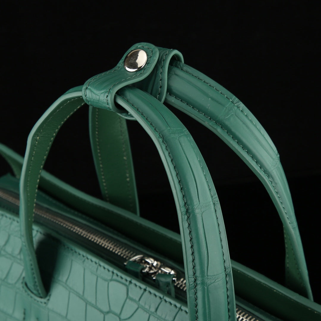 BELTLEY Crocodile Briefcase in Emerald Green