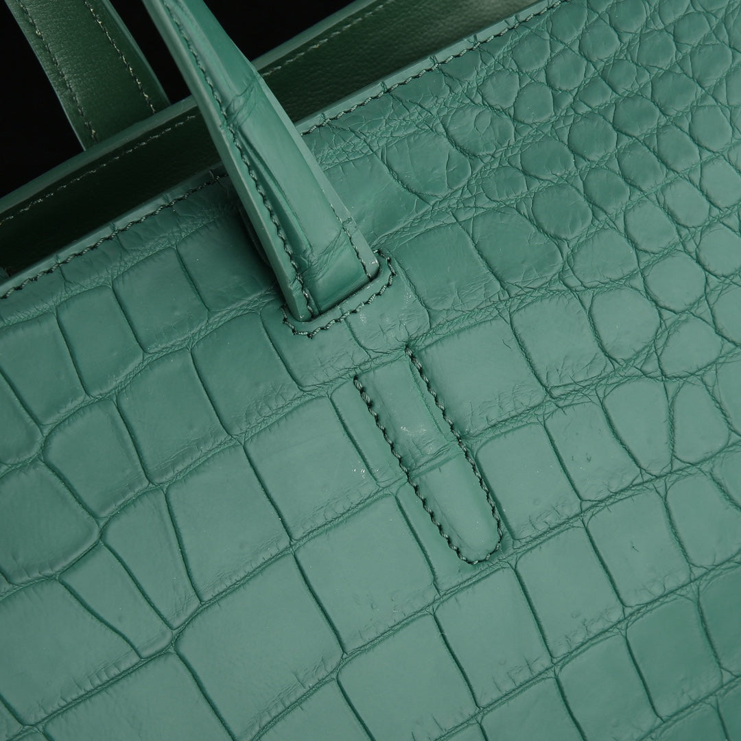 BELTLEY Crocodile Briefcase in Emerald Green