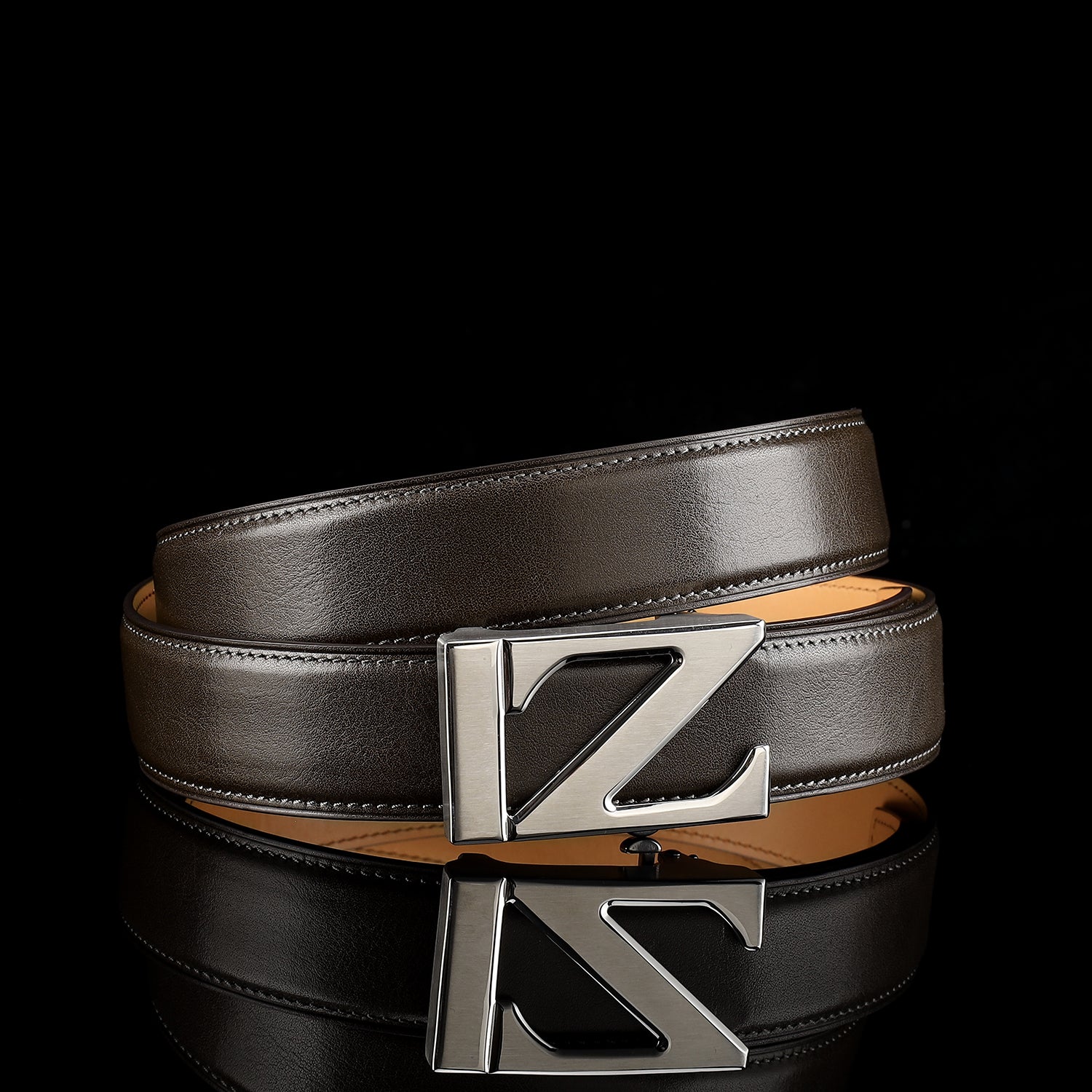 Classic Full-Grain Calfskin Leather Belt with “Z” Buckle — additional view 11 | BELTLEY