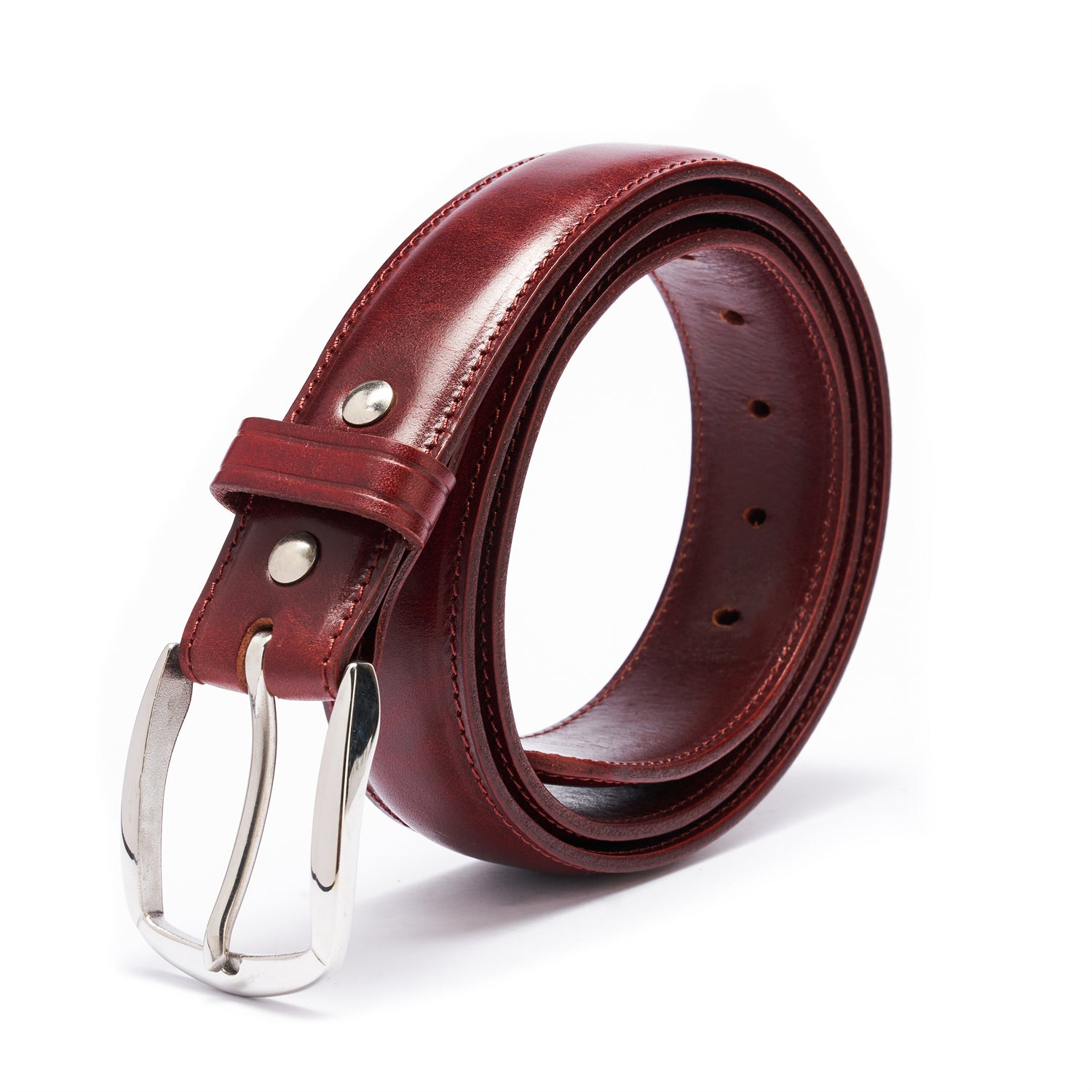 BELTLEY Deep Claret Heritage Belt – 38MM Full-Grain Leather  Unisex