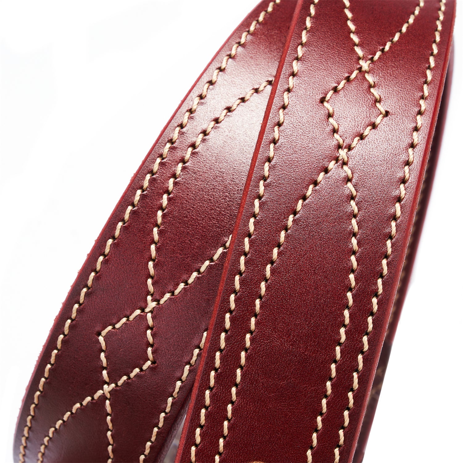 BELTLEY Deep Claret Stitch Belt – Solid Brass Buckle Edition  Double Layer
