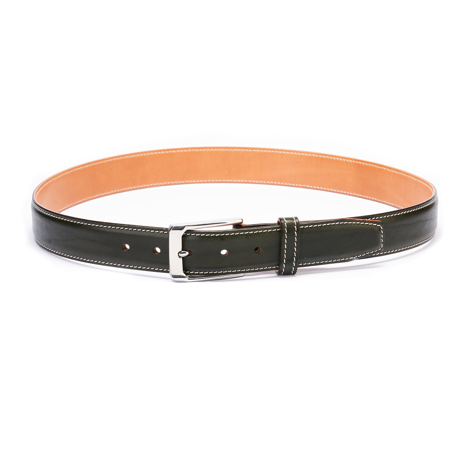 BELTLEY Deep Olive Heritage Belt – 35MM Full-Grain Leather