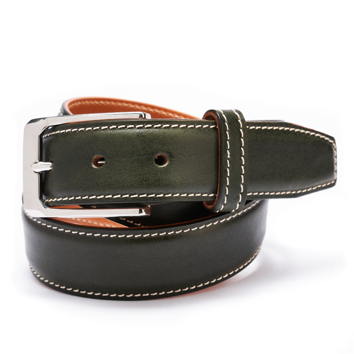 BELTLEY Deep Olive Heritage Belt – 35MM Full-Grain Leather