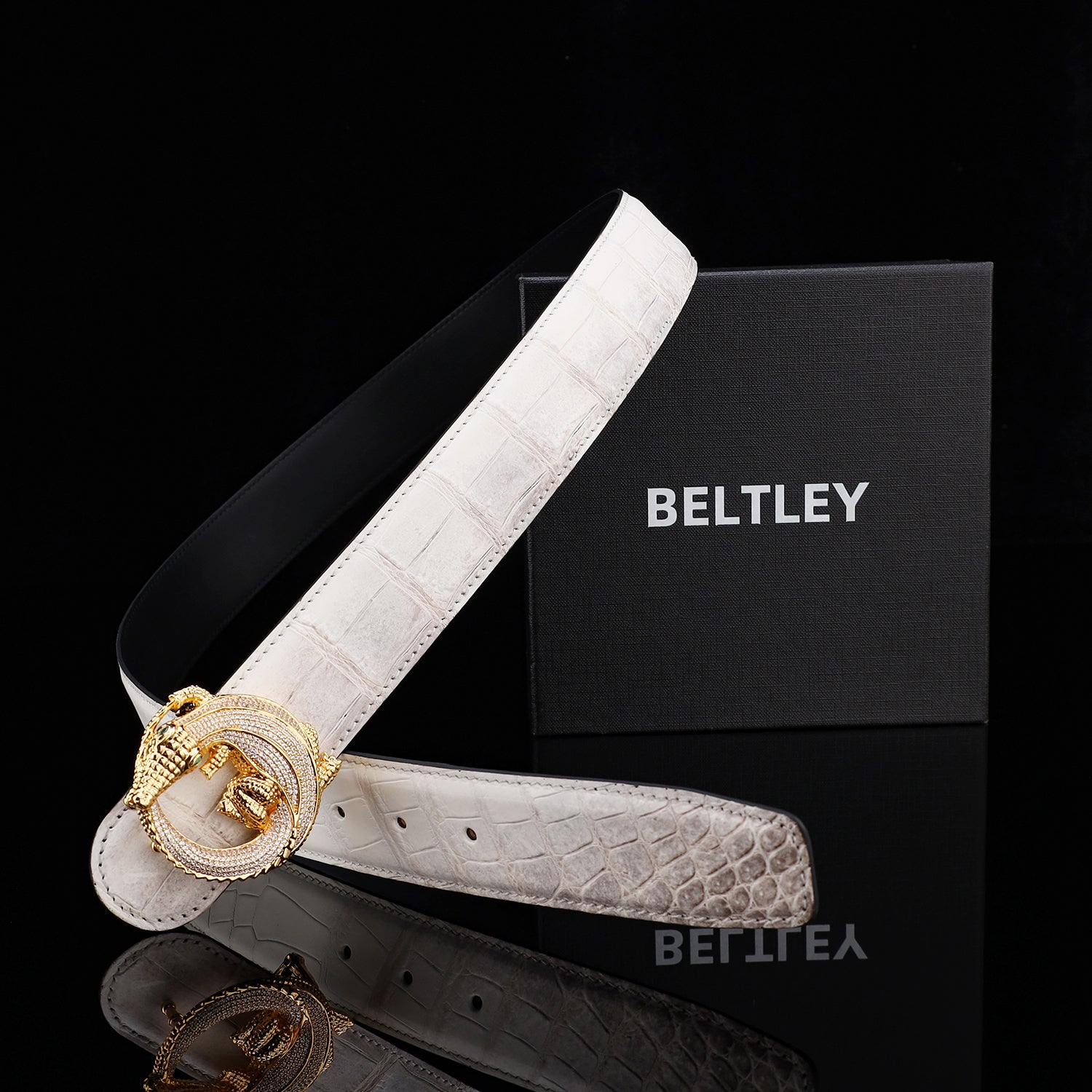 BELTLEY Designer Himalayan Crocodile Belt for Men