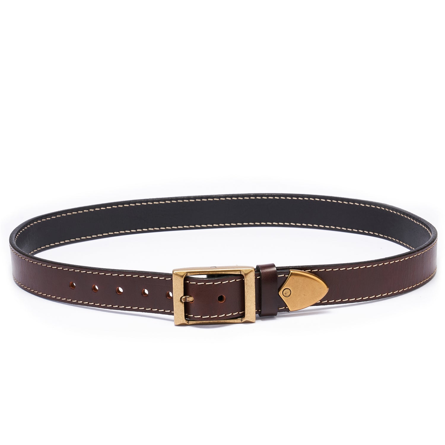 BELTLEY Double-Thick Coffee Brown Leather Belt 1.5 - Heavy Duty Brass Buckle