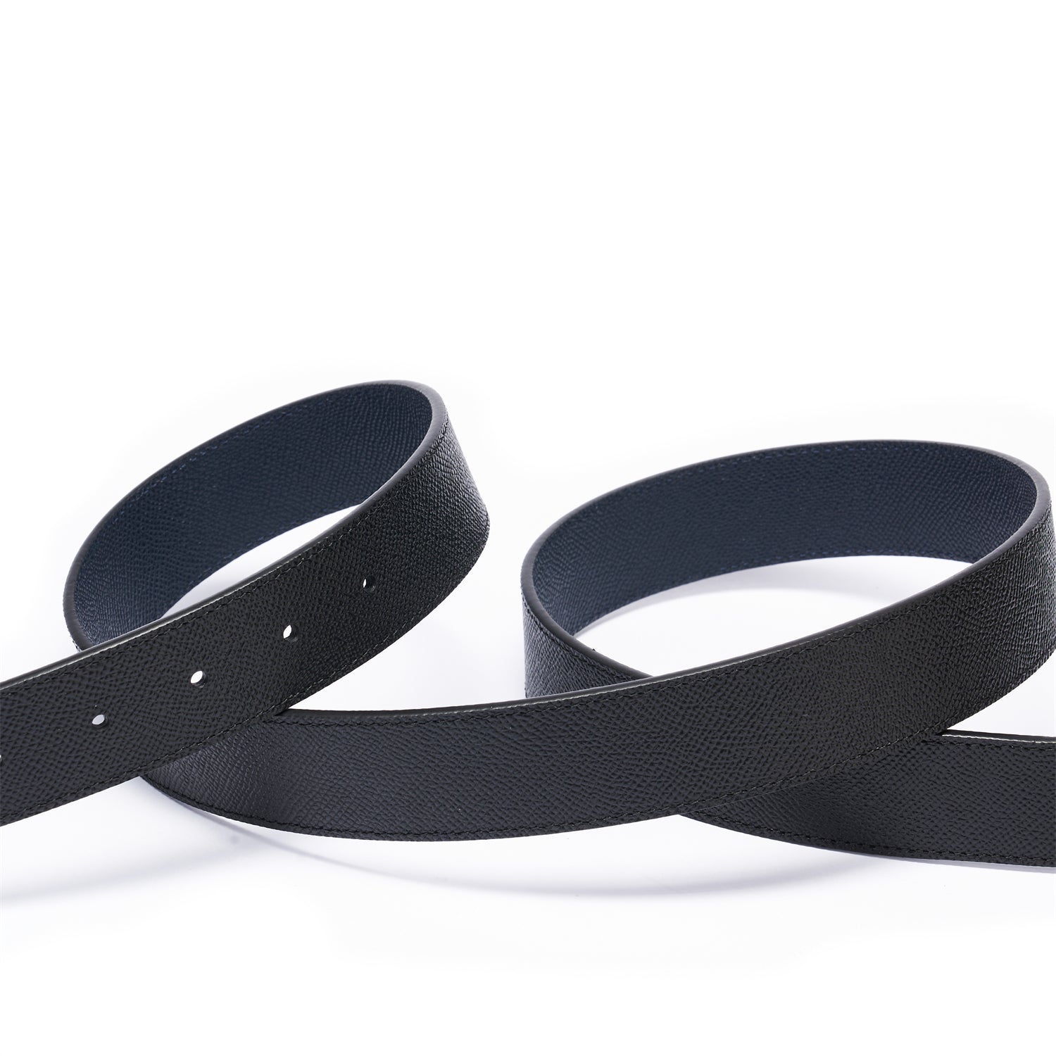 BELTLEY Elegant Dual-Layer Black Leather Belt With Plate Buckle - 1.38" Width