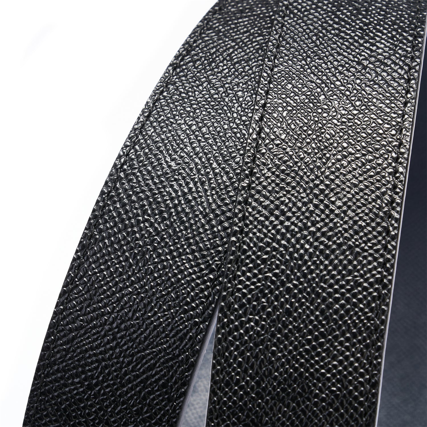 BELTLEY Elegant Dual-Layer Black Leather Belt With Plate Buckle - 1.38" Width