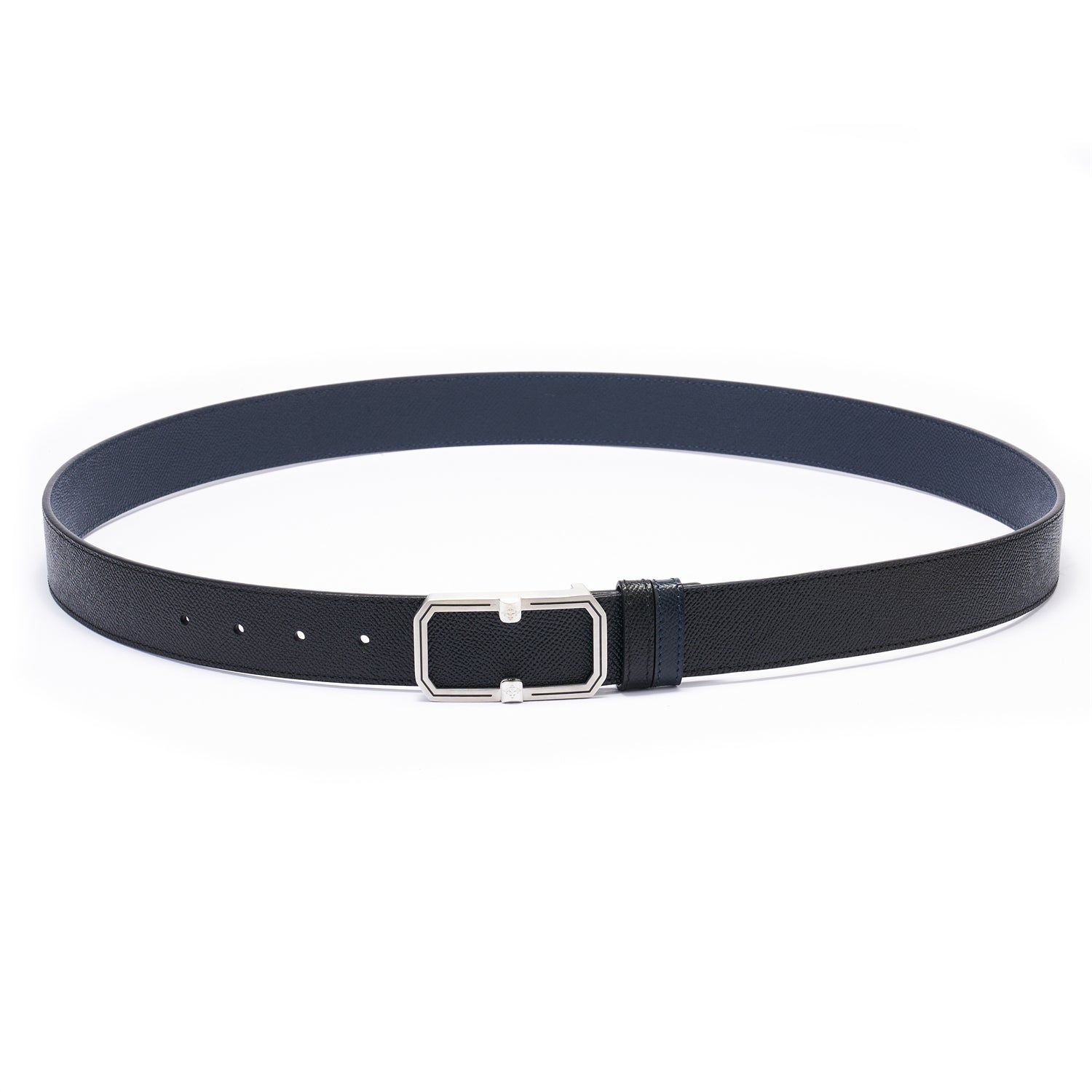 BELTLEY Elegant Dual-Layer Black Leather Belt With Plate Buckle - 1.38" Width