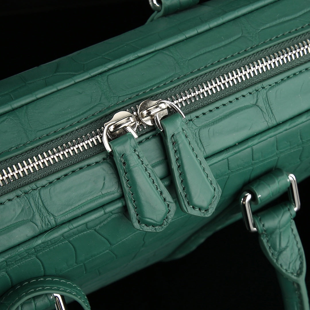 BELTLEY Emerald Green Matte Crocodile Leather Briefcase