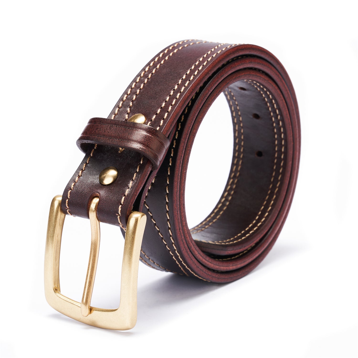 BELTLEY Espresso Belt – 1.5“ Full-Grain Leather with Hand-Stitched Detail