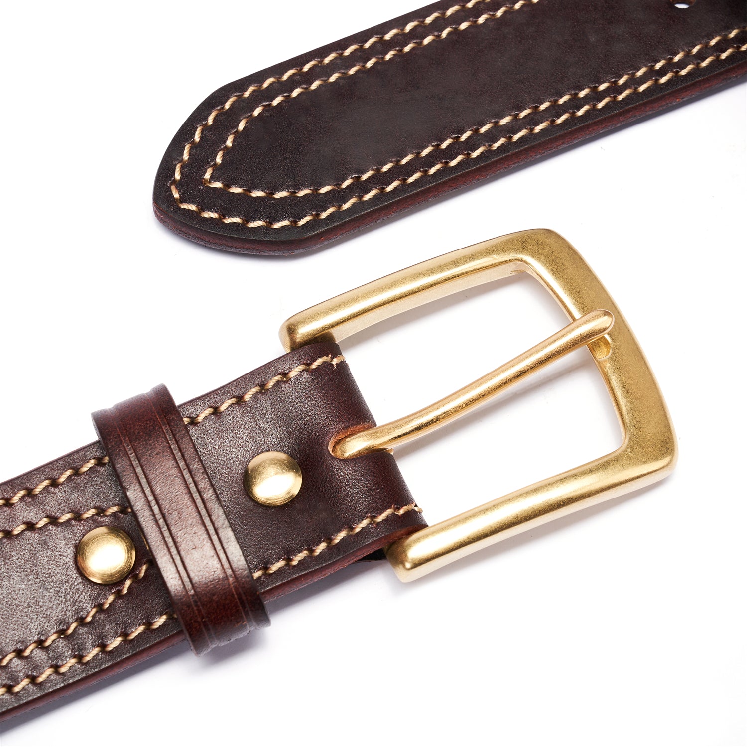 BELTLEY Espresso Belt – 1.5“ Full-Grain Leather with Hand-Stitched Detail