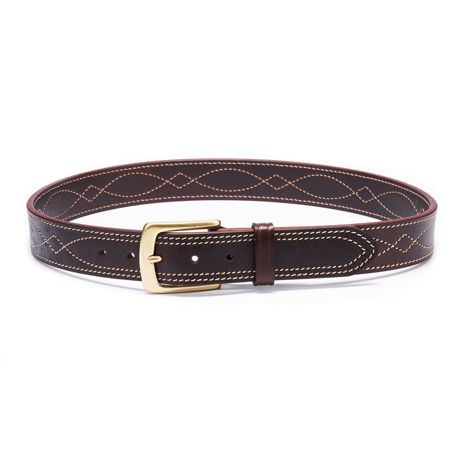 BELTLEY Espresso Belt – 1.5“ Full-Grain Leather with Hand-Stitched Detail