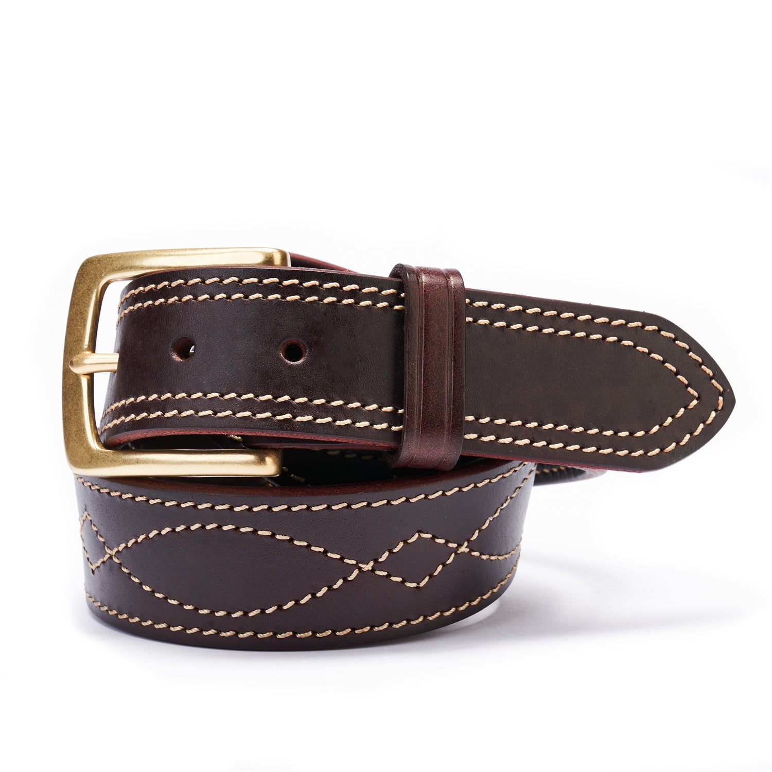 BELTLEY Espresso Belt – 1.5“ Full-Grain Leather with Hand-Stitched Detail