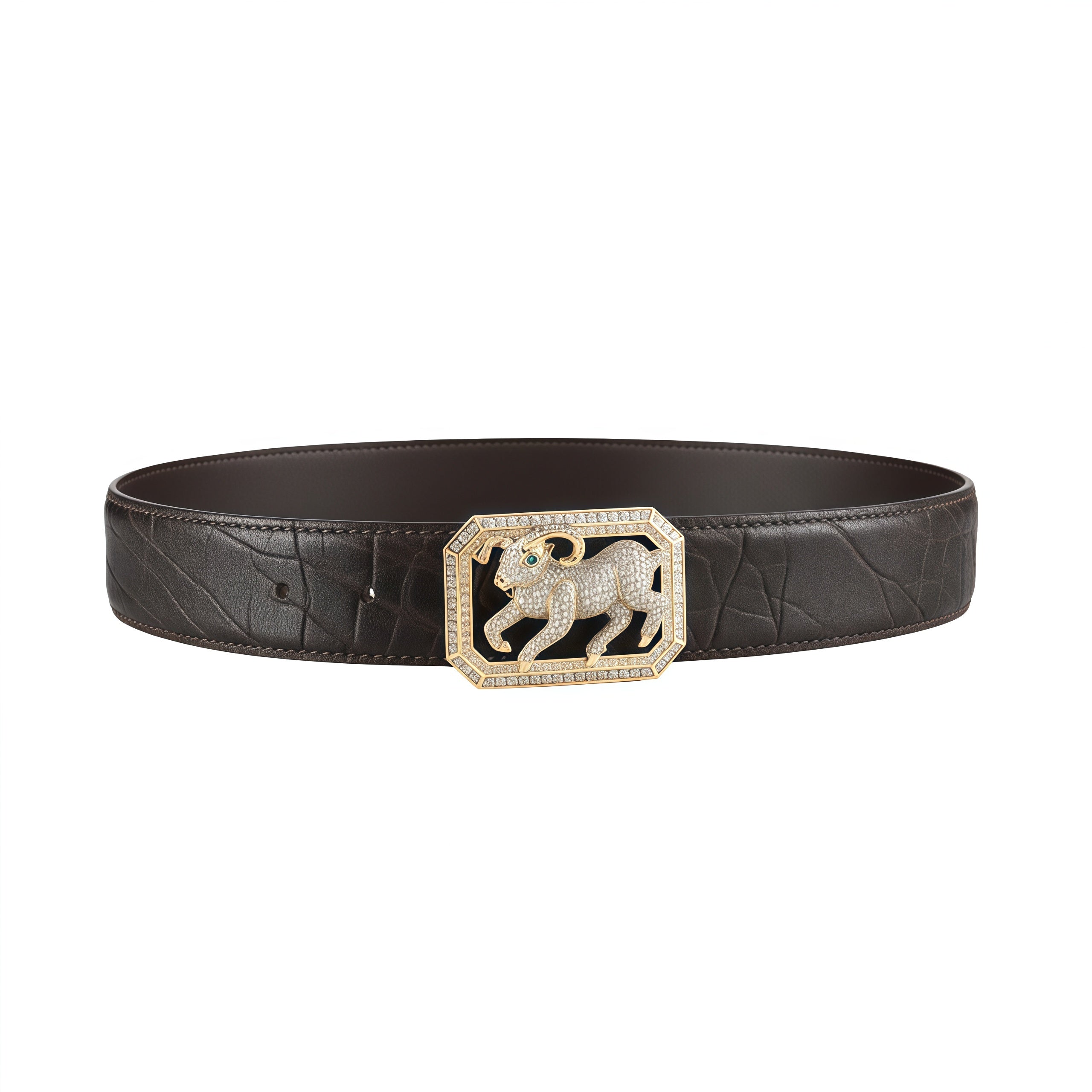 BELTLEY Espresso Brown Genuine Elephant Belt-Goat Buckle