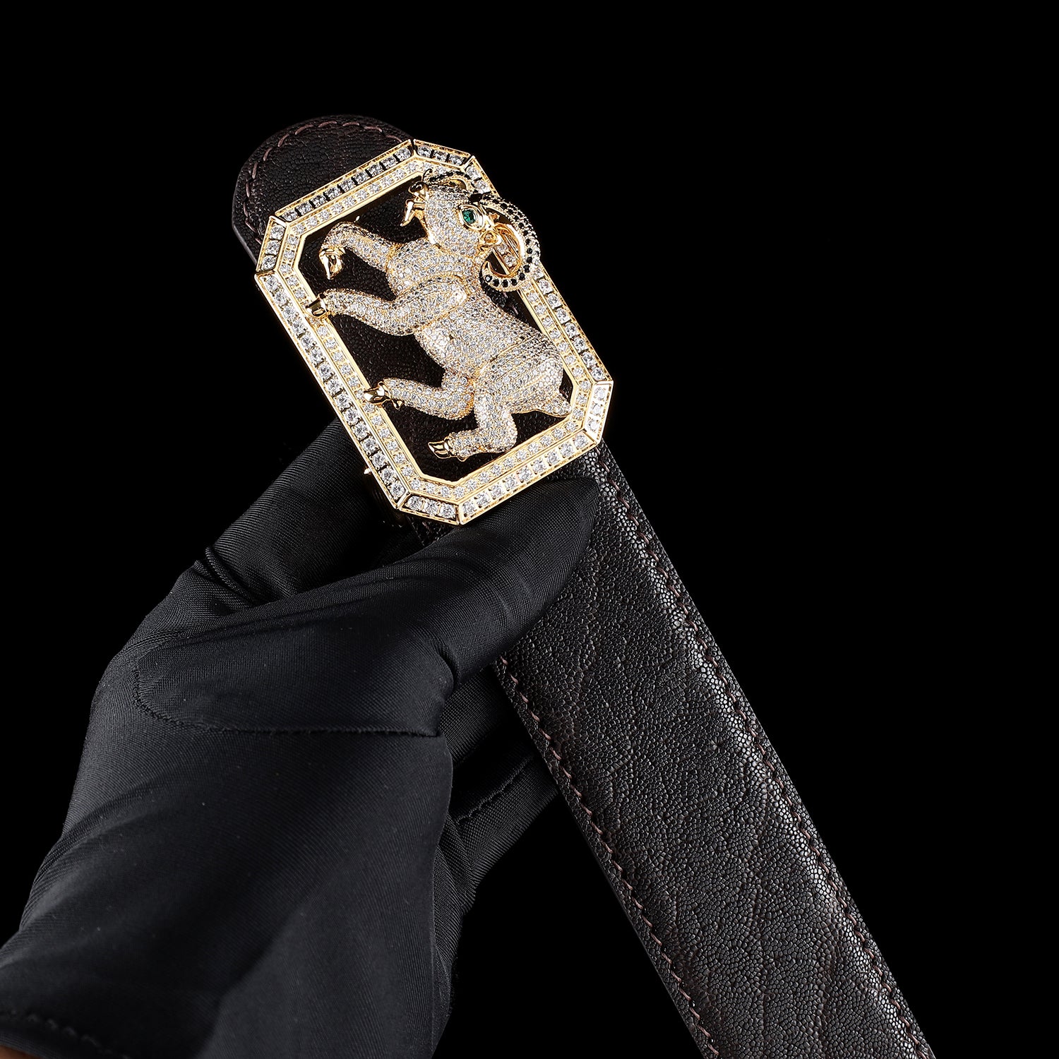 BELTLEY Espresso Brown Genuine Elephant Belt-Goat Buckle