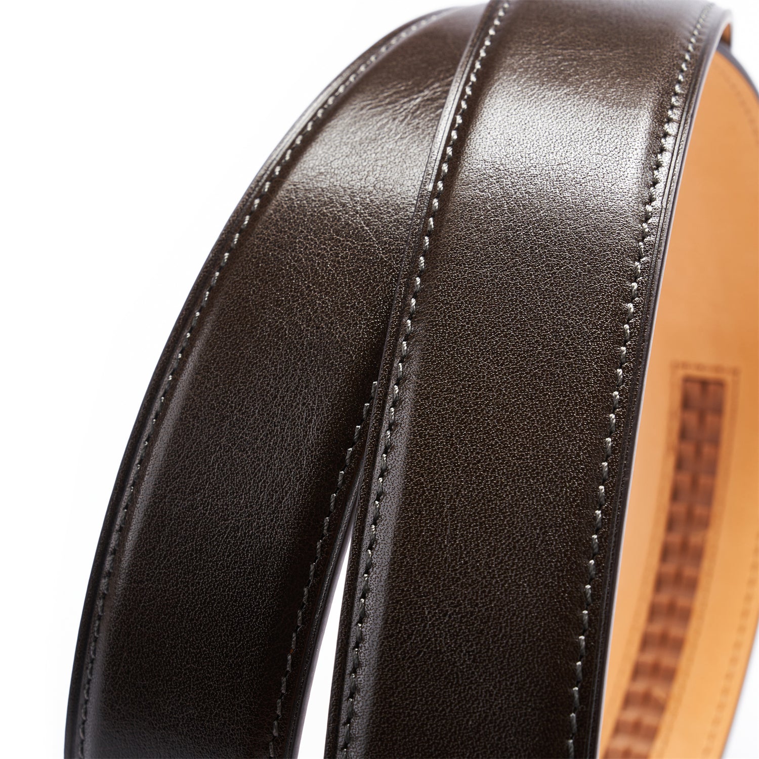 BELTLEY Espresso Italian Full-Grain Leather Belt  with Japanese Oak Leather Base Layer