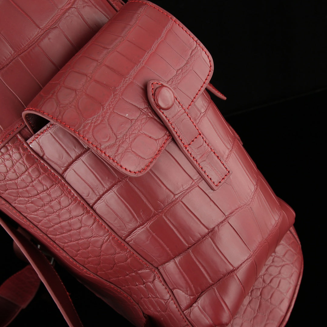 BELTLEY Explorer: Matte Burgundy Nile Crocodile Backpack