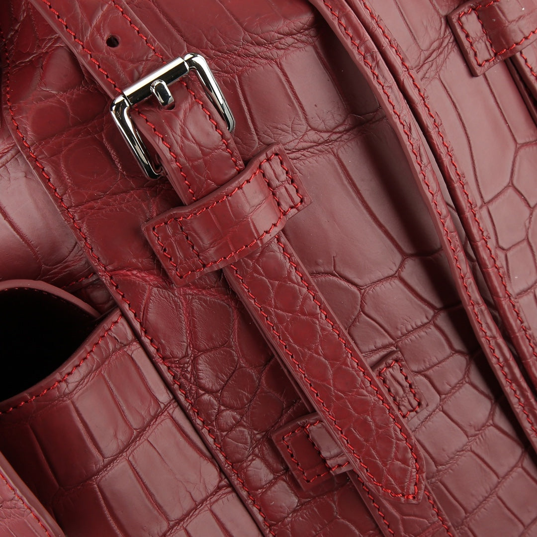 BELTLEY Explorer: Matte Burgundy Nile Crocodile Backpack