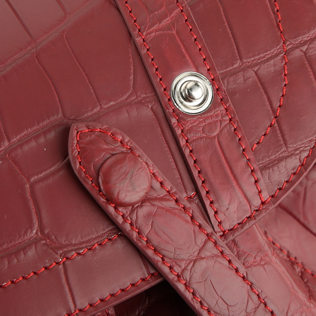 BELTLEY Explorer: Matte Burgundy Nile Crocodile Backpack