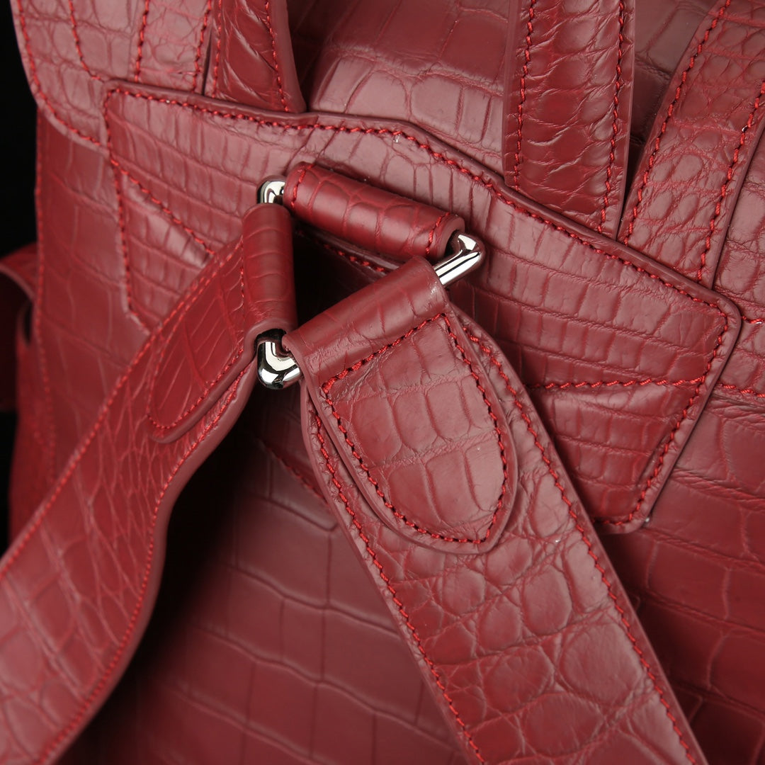 BELTLEY Explorer: Matte Burgundy Nile Crocodile Backpack