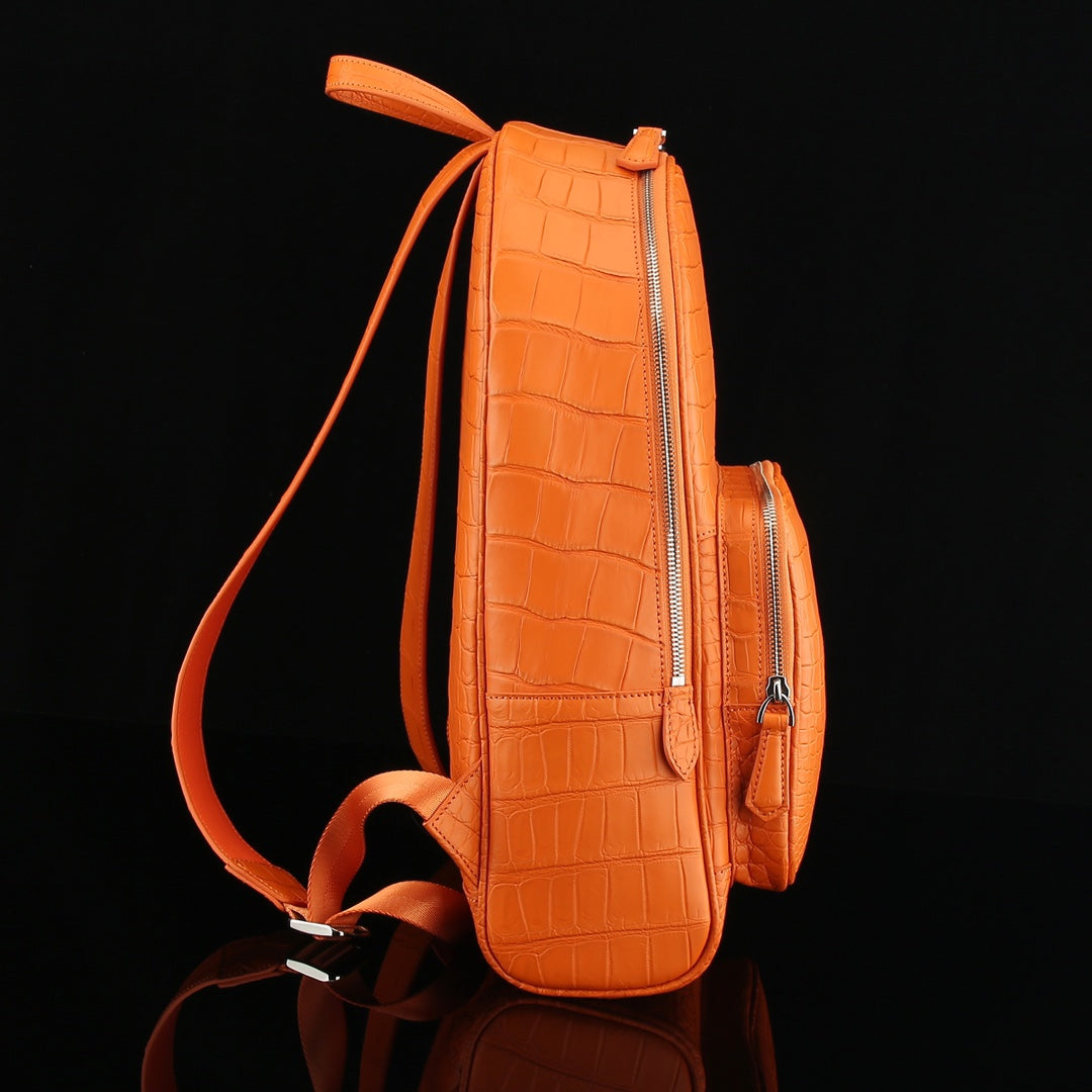 BELTLEY Exquisite Matte Hermès Orange Nile Crocodile Backpack