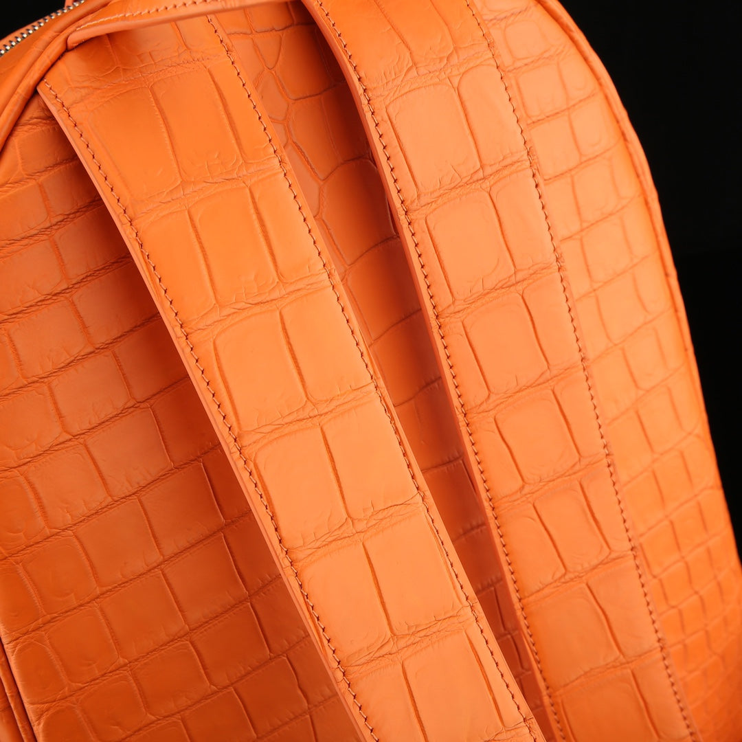BELTLEY Exquisite Matte Hermès Orange Nile Crocodile Backpack