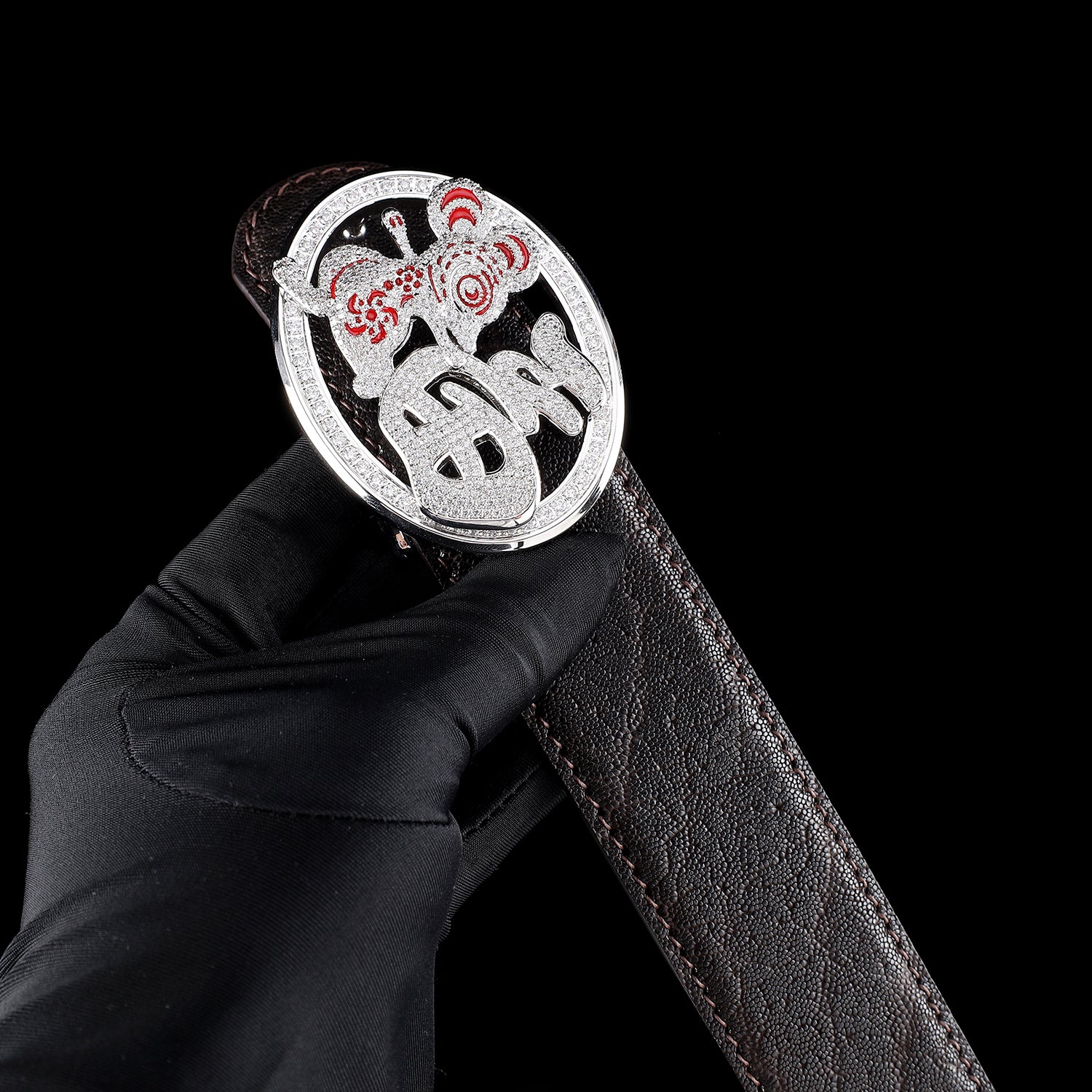 BELTLEY Genuine Elephant Belt – Espresso Brown with Fortune Rat