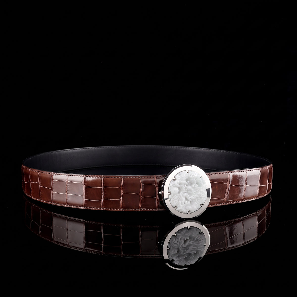 BELTLEY Glossy Alligator Belt For Men