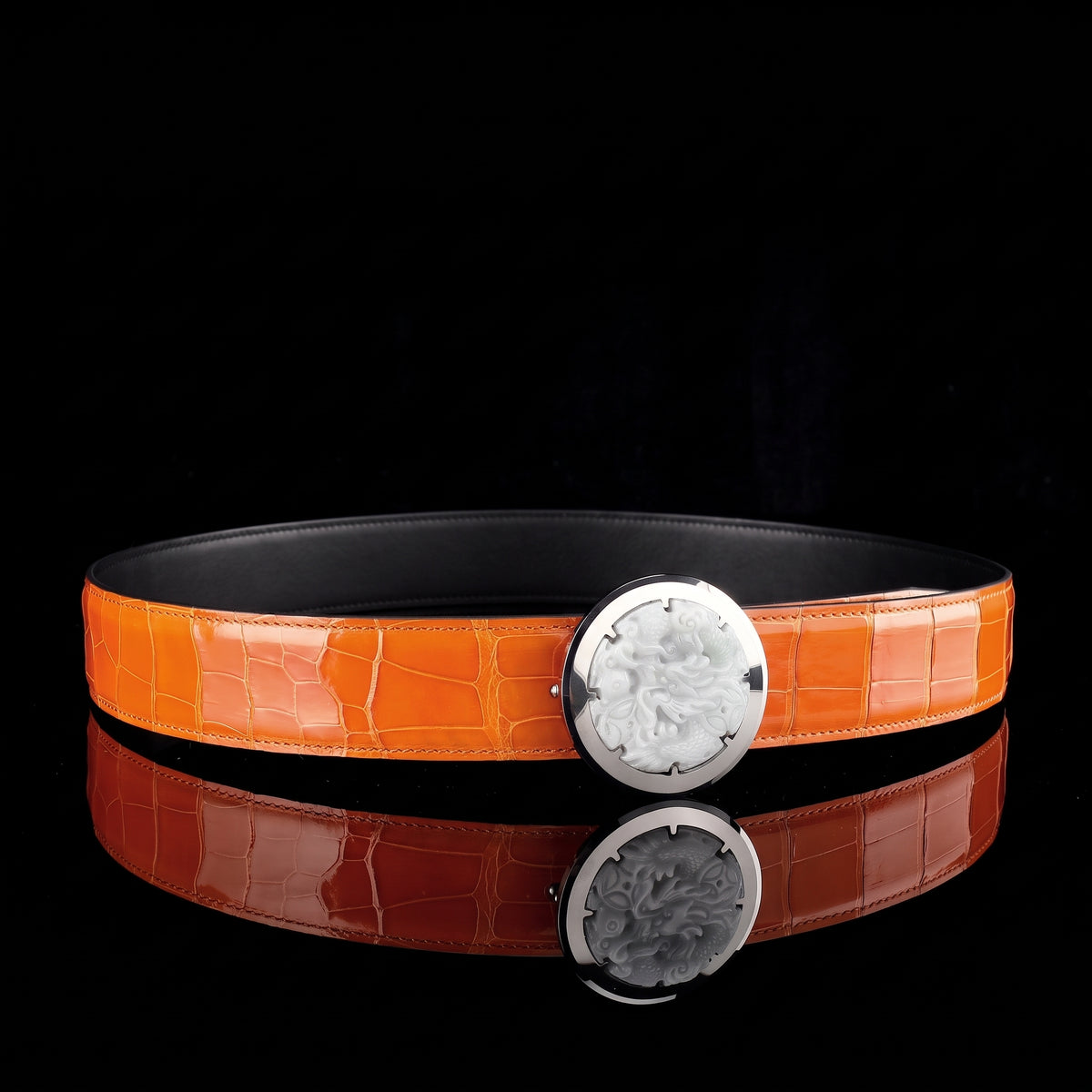 BELTLEY Glossy Alligator Belt For Men