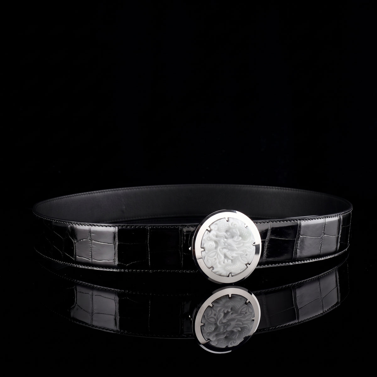 BELTLEY Glossy Alligator Belt For Men