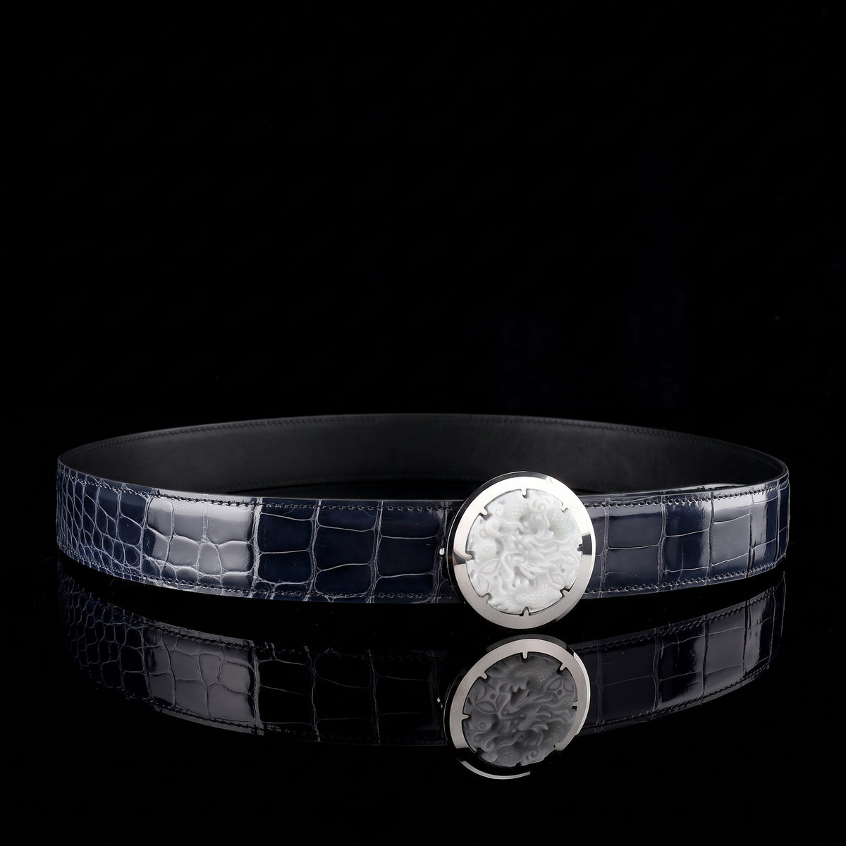 BELTLEY Glossy Alligator Belt For Men