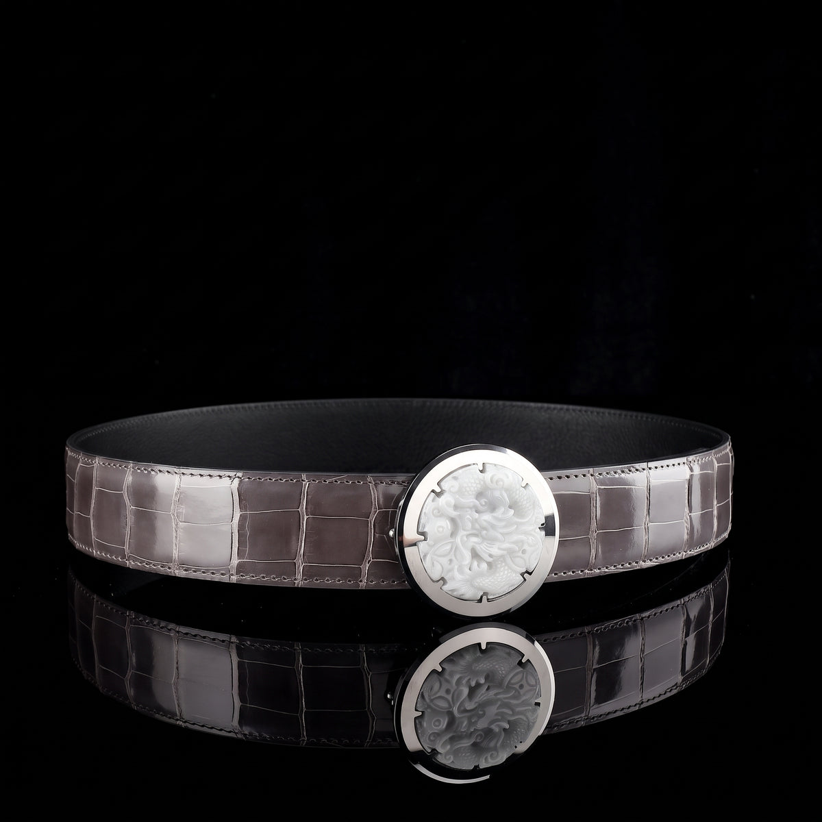 BELTLEY Glossy Alligator Belt For Men
