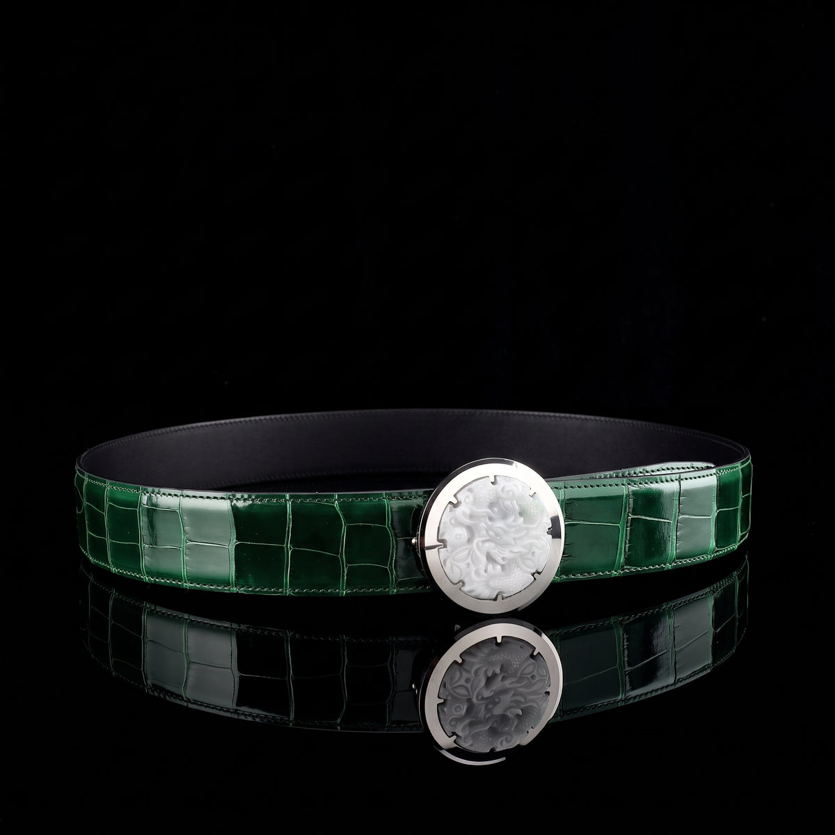 BELTLEY Glossy Alligator Belt For Men