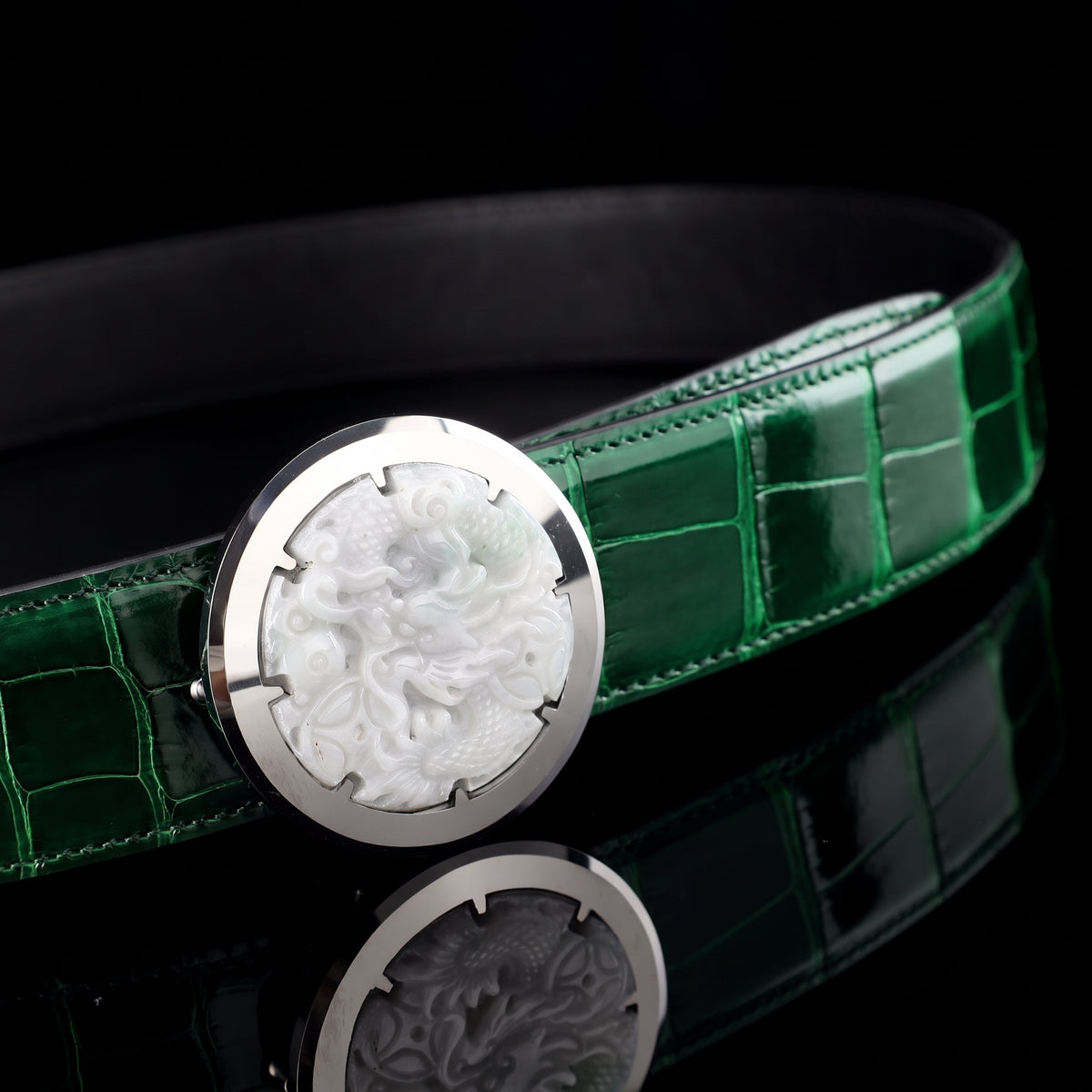 BELTLEY Glossy Alligator Belt For Men