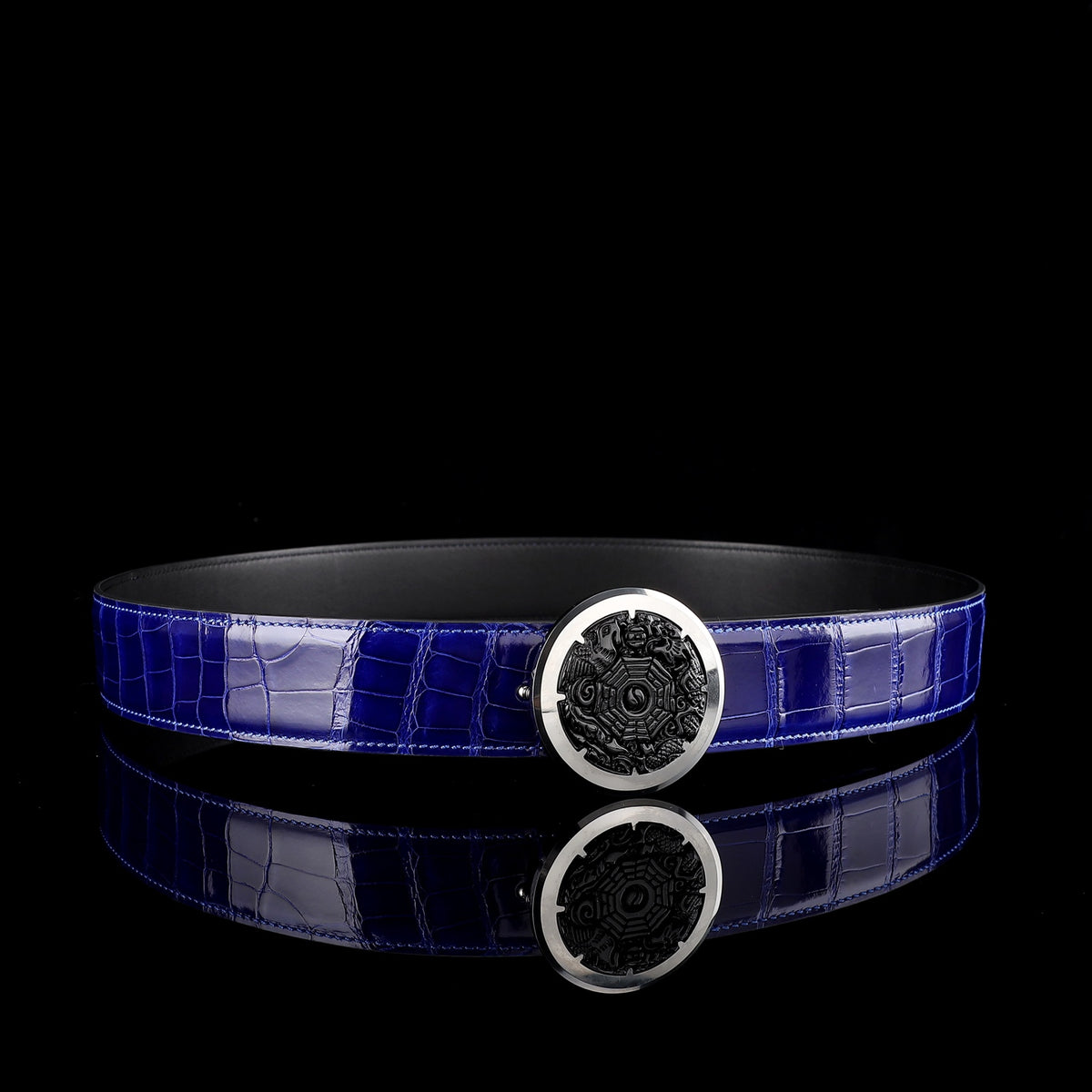 BELTLEY Glossy Alligator Belt WIth Unique Buckle
