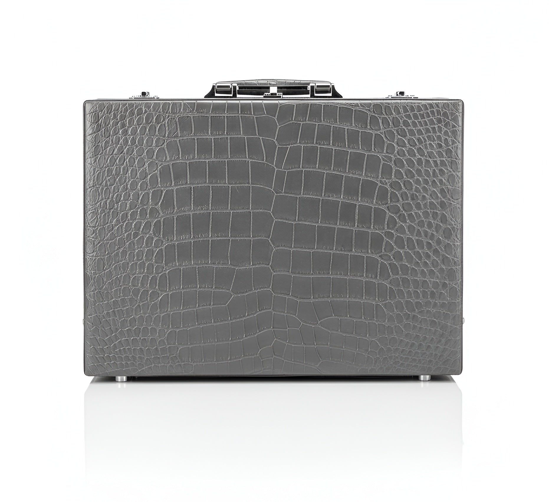 BELTLEY Gray Nile Crocodile Briefcase: Versatile Storage, Multifunctional Elegance