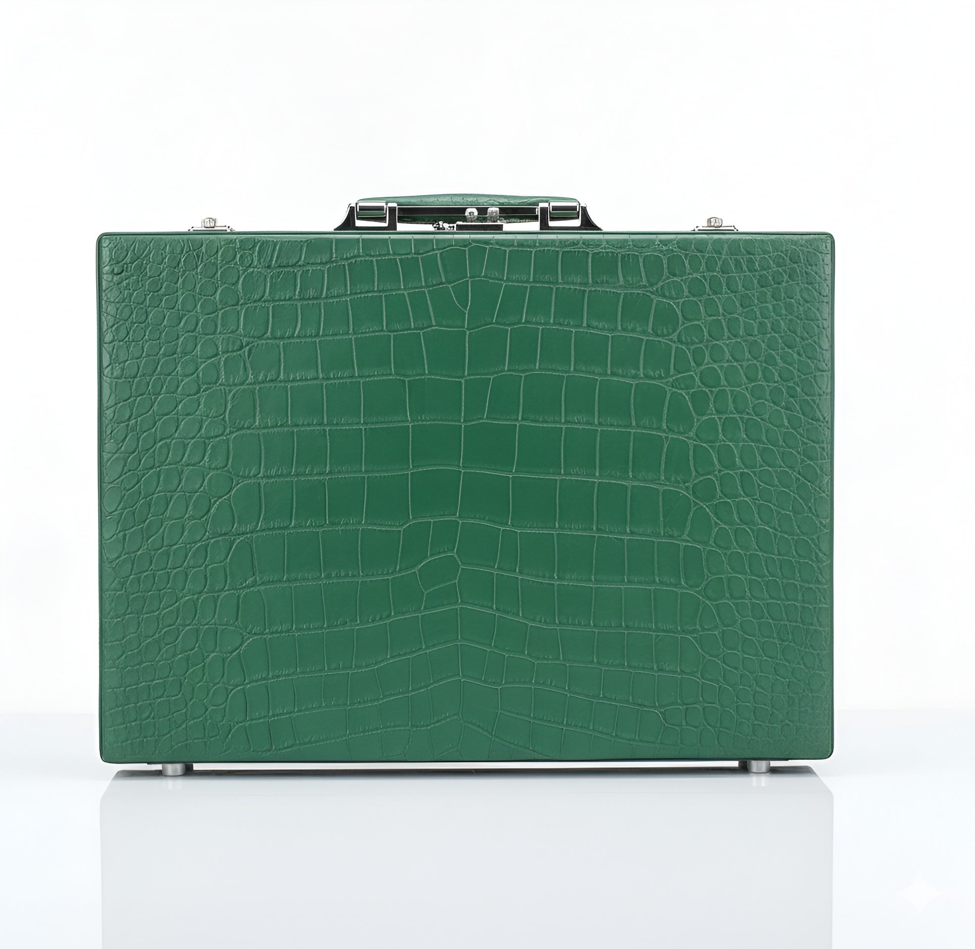 BELTLEY Green Nile Crocodile Briefcase – Structured Multi-Compartment & Versatile Carry Design