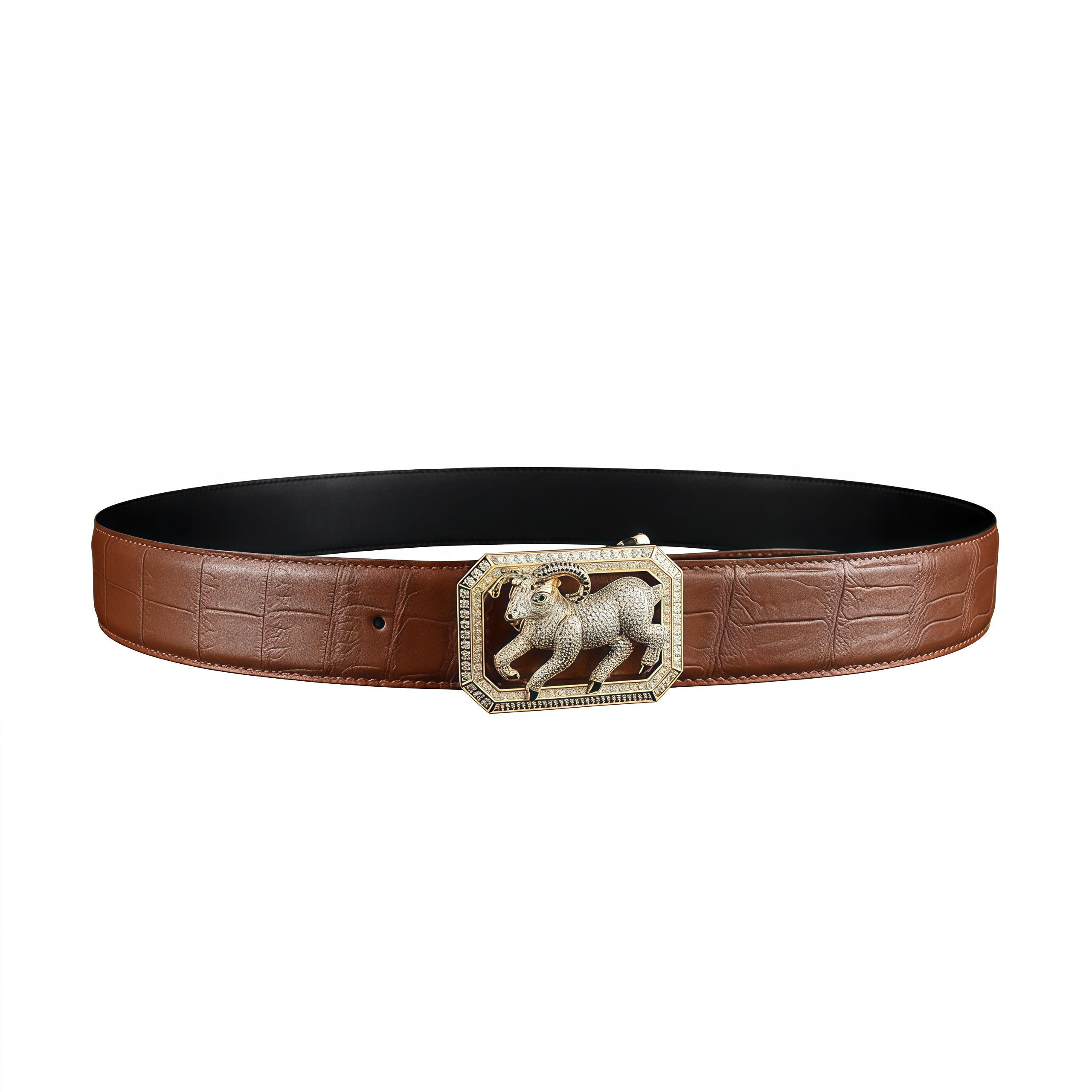 BELTLEY Handmade Chestnut Brown Crocodile Belt