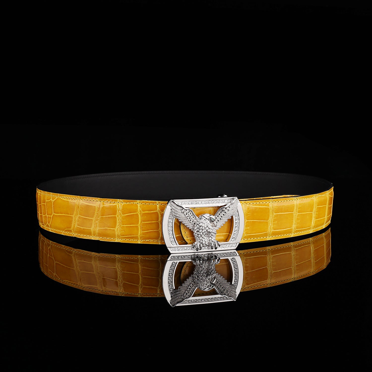 BELTLEY High Gloss Crocodile Belt for Men – Amber Gold