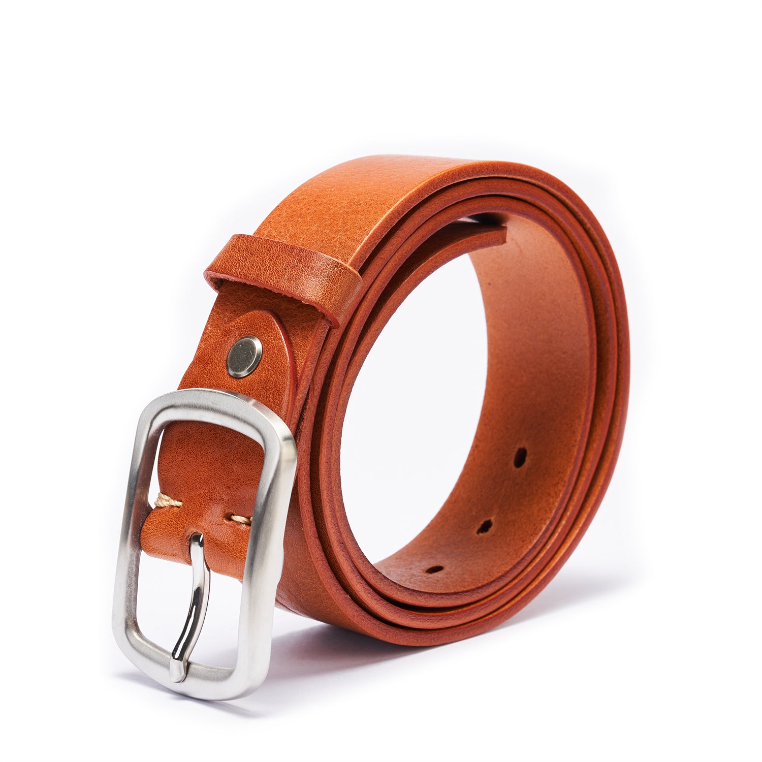 BELTLEY Khaki Everyday Leather Belt 1.5” - Full Grain SS Buckle