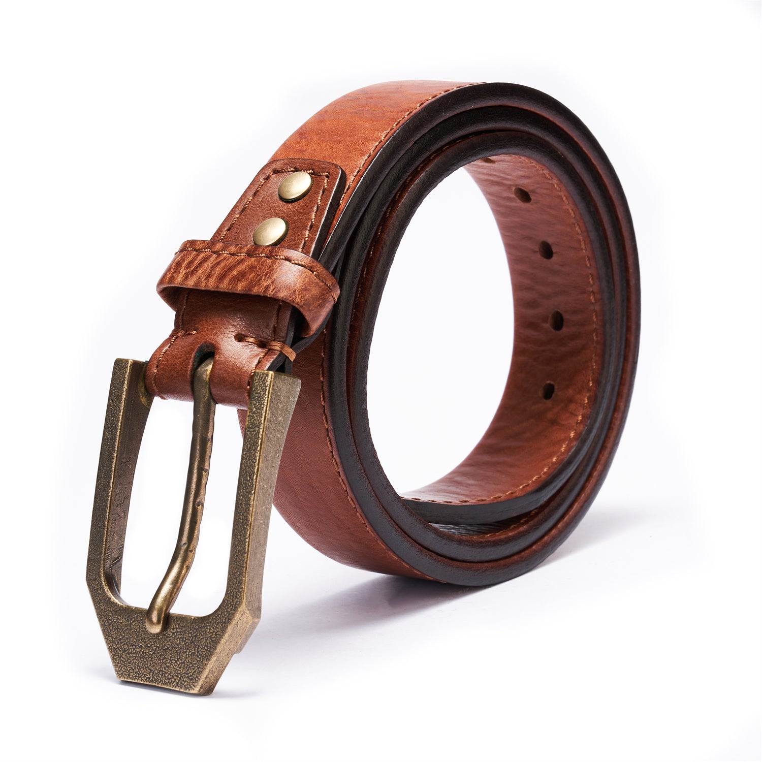 BELTLEY Khaki Heritage Belt 1.5" Super Heavy Duty -Antique Brass Buckle