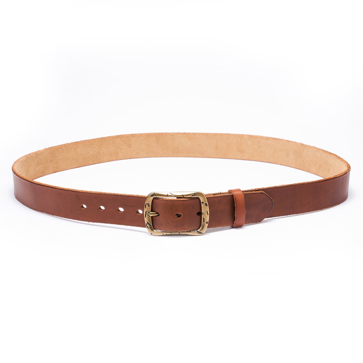 100% Full-Grain Leather Strap in Vintage Saddle Brown with Raw-Edged Detailing
