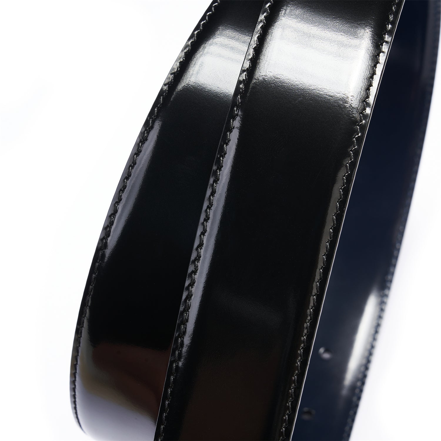 BELTLEY Luminous Black Leather Belt With Plate Buckle - 1.38" Width